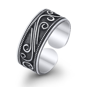 Bali Design Toe Ring Adjustable Band 925 Sterling Silver For Women (6mm)